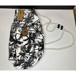 NEW LEMUR Tropical Palm Canvas Drawstring Backpack